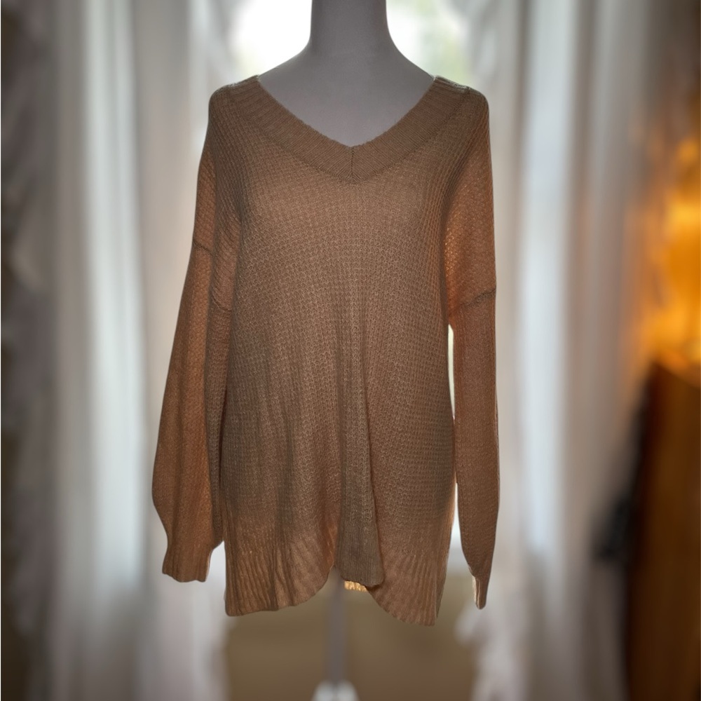 🤍 American Eagle Oversized Waffle Knit V-Neck Sweater – Size XS